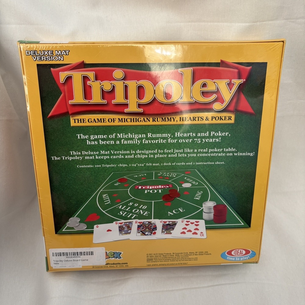 NEW SEALED- Tripoley Deluxe Mat– Michigan Rummy, Hearts & Poker Game Cards - Picture 2 of 4